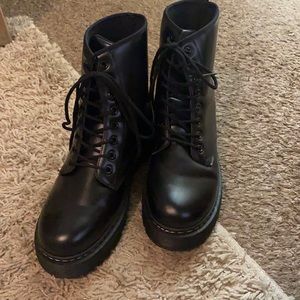 Black Platform Combat Boots